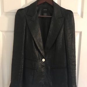 SMYTHE black metallic jacket size 6 linen blend